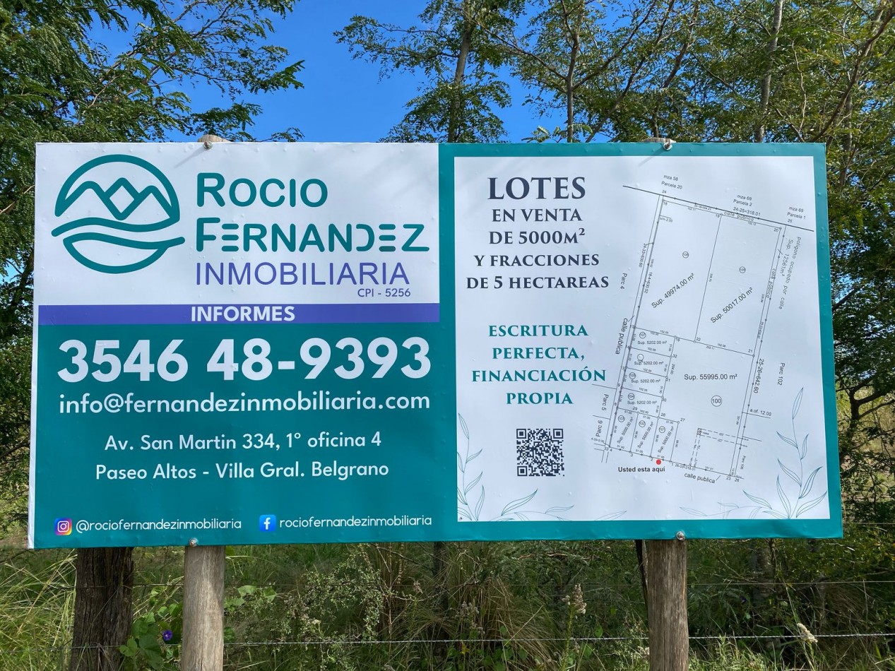 Lotes en venta en Los Reartes de 5200 m2 -CON FINANCIACION
