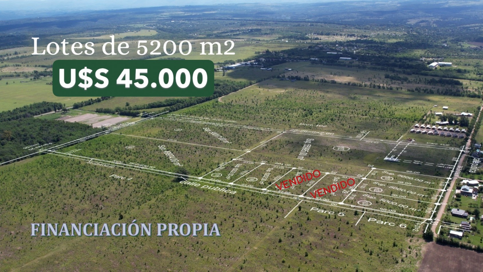 Lotes en venta en Los Reartes de 5200 m2 -CON FINANCIACION